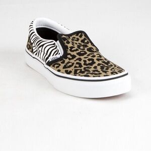 VANS Animal Mix Classic Slip-On‎ Juniors Shoes Leopard & Zebra Print Size 3Y
